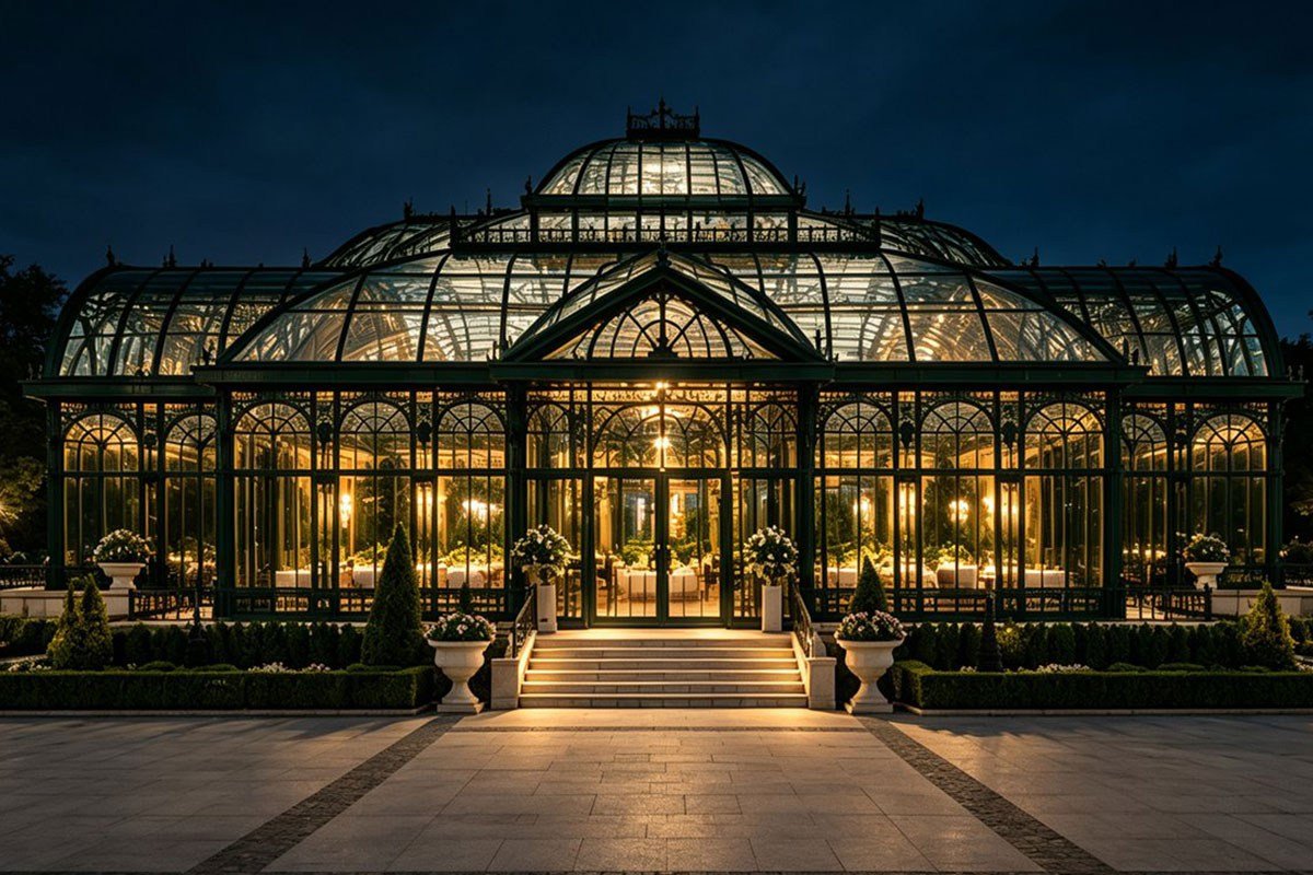 large glass greenhouse