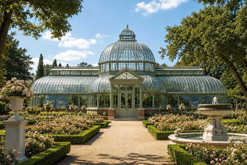 large iron garden glass conservatory