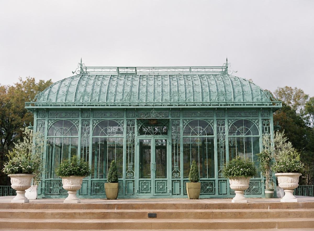 marble planter with greenhouse