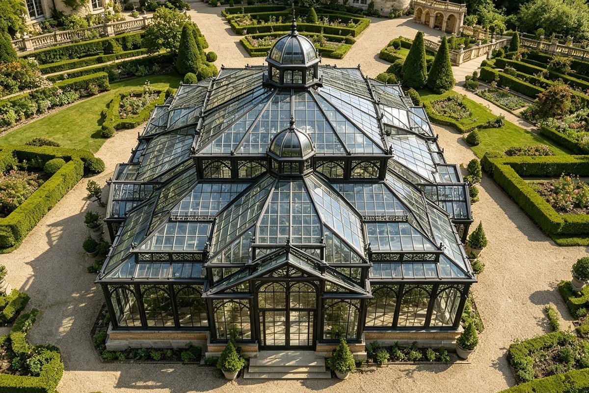 interior of contemporary glass conservatory