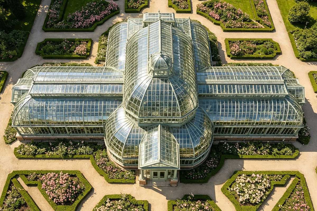 overview of garden glass conservatory