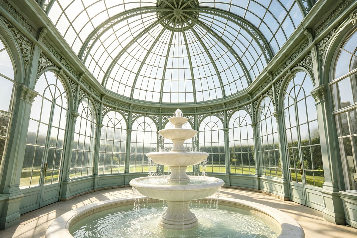 interior of large round gazebo