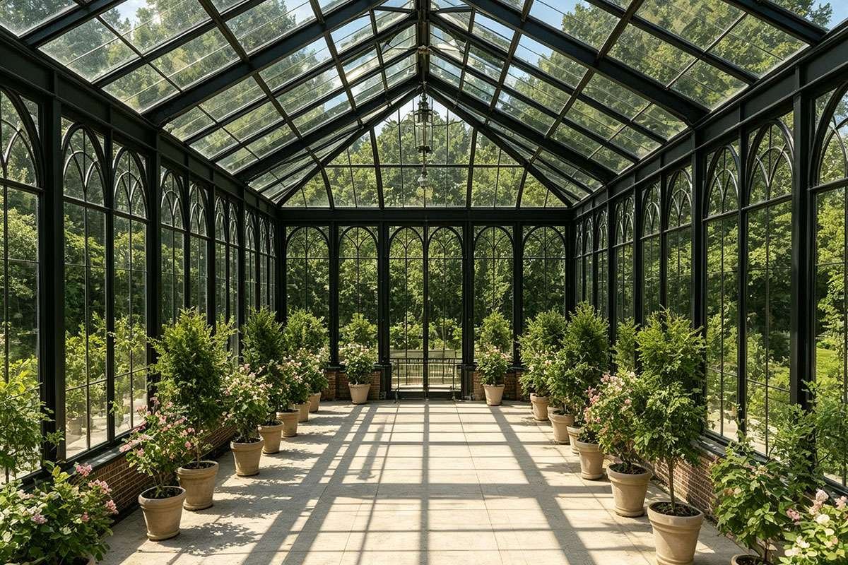 interior of modern glass sunroom