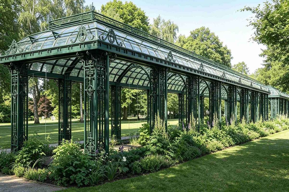 large wrought iron pergola
