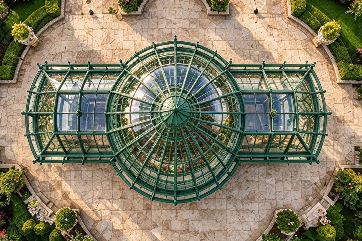 top view of back garden gazebo
