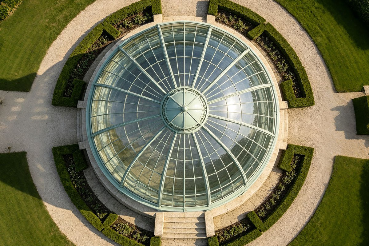 top view of large round gazebo