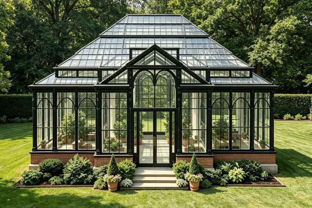 wrought iron brick sunroom