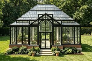 wrought iron brick sunroom