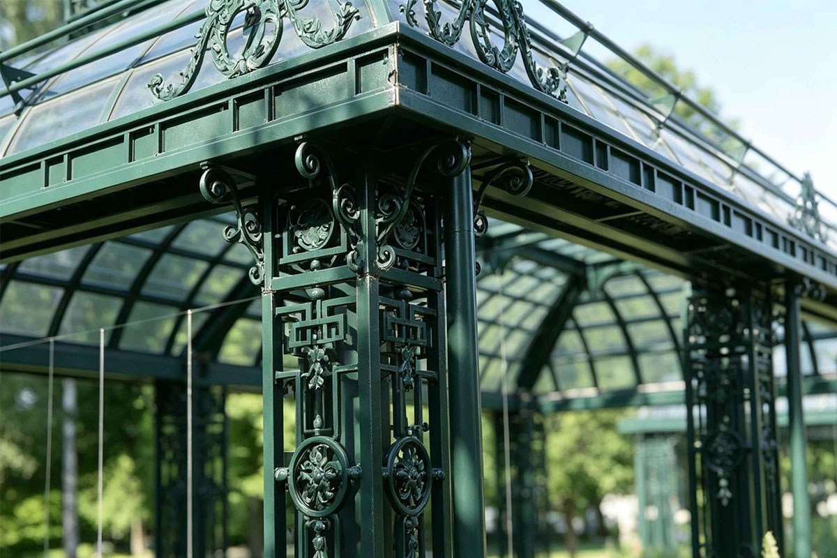 wrought iron pergola detail