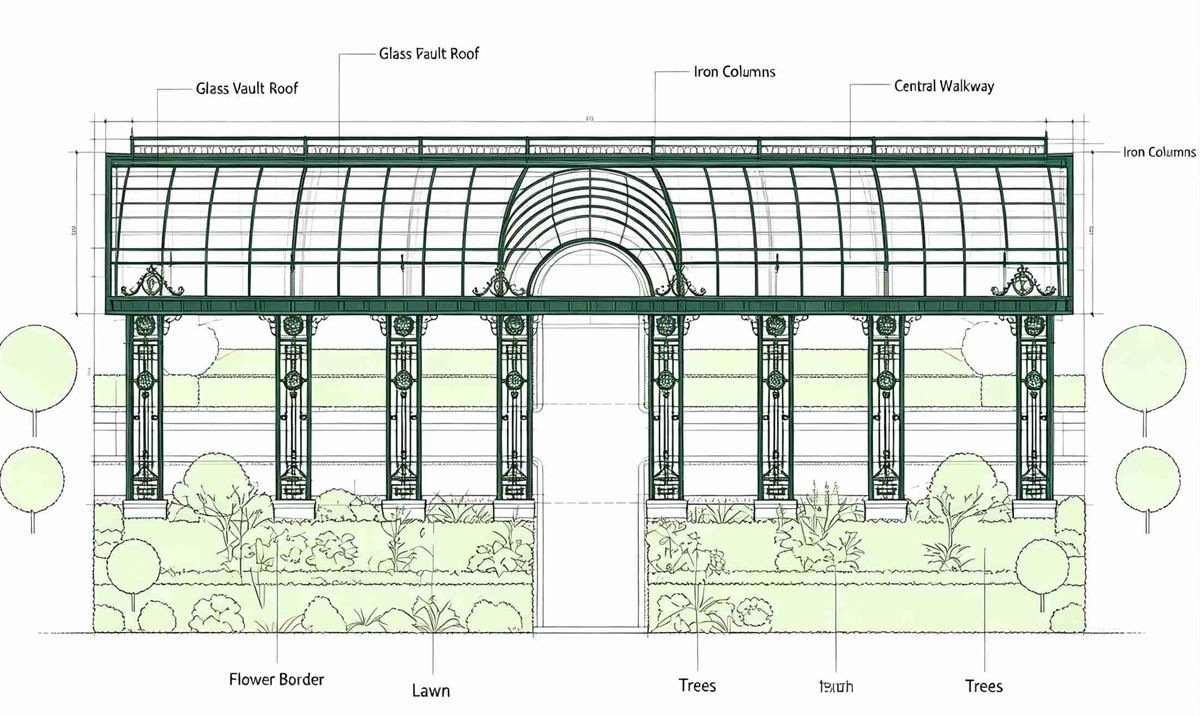 wrought iron pergola drawing
