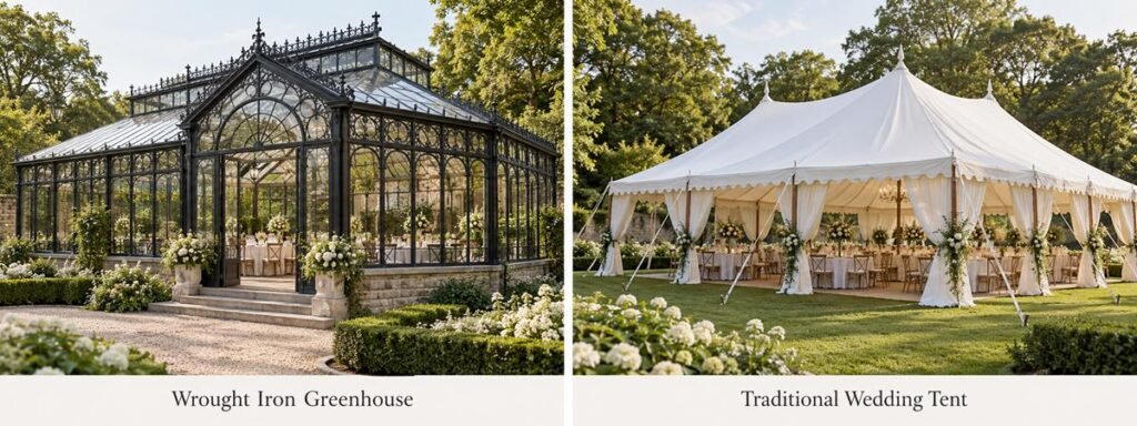 Wrought Iron Conservatory andTraditional Wedding Tents