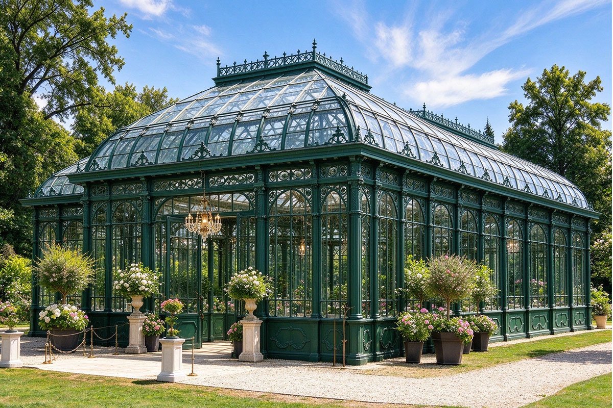 back of T shaped greenhouse