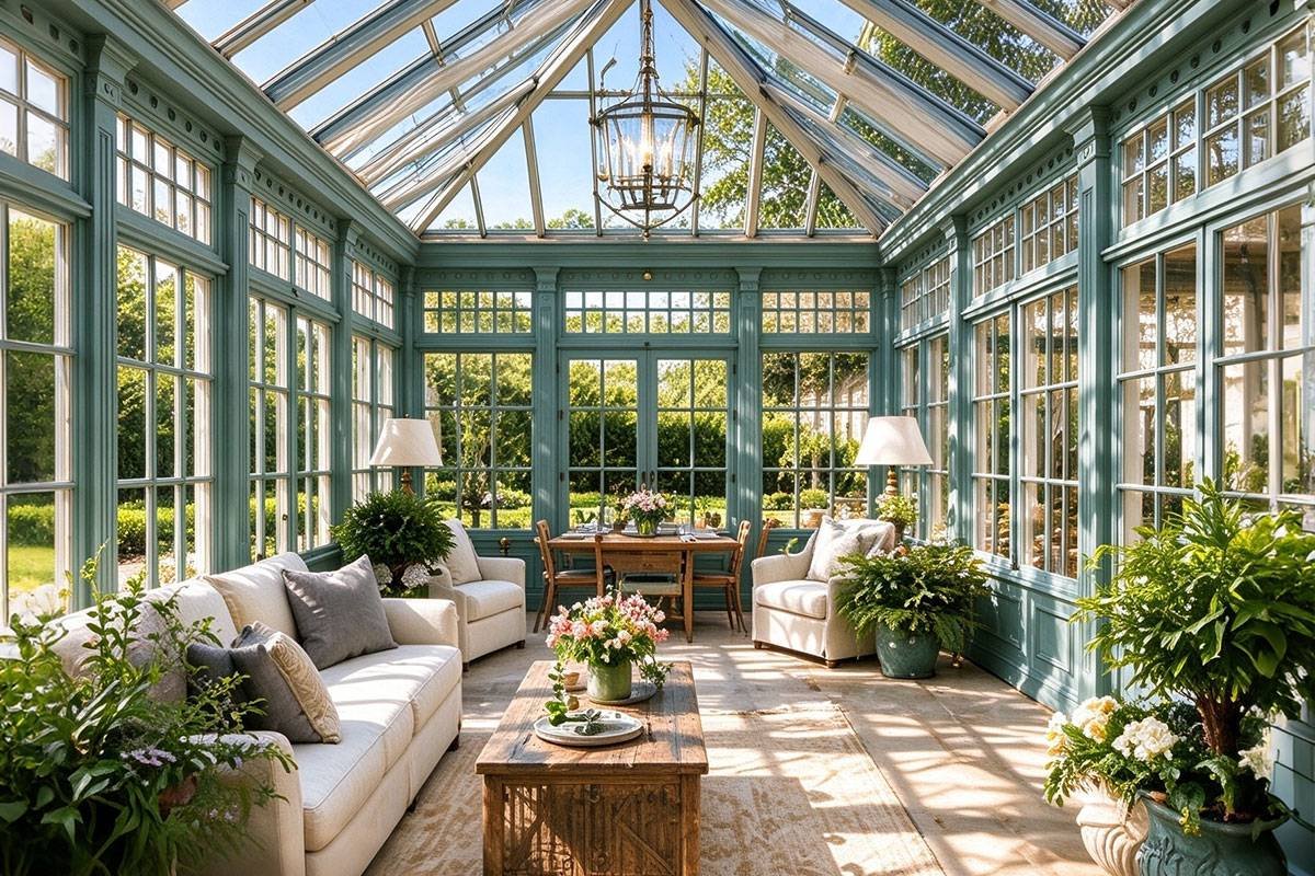 interior of modern lean to conservatory