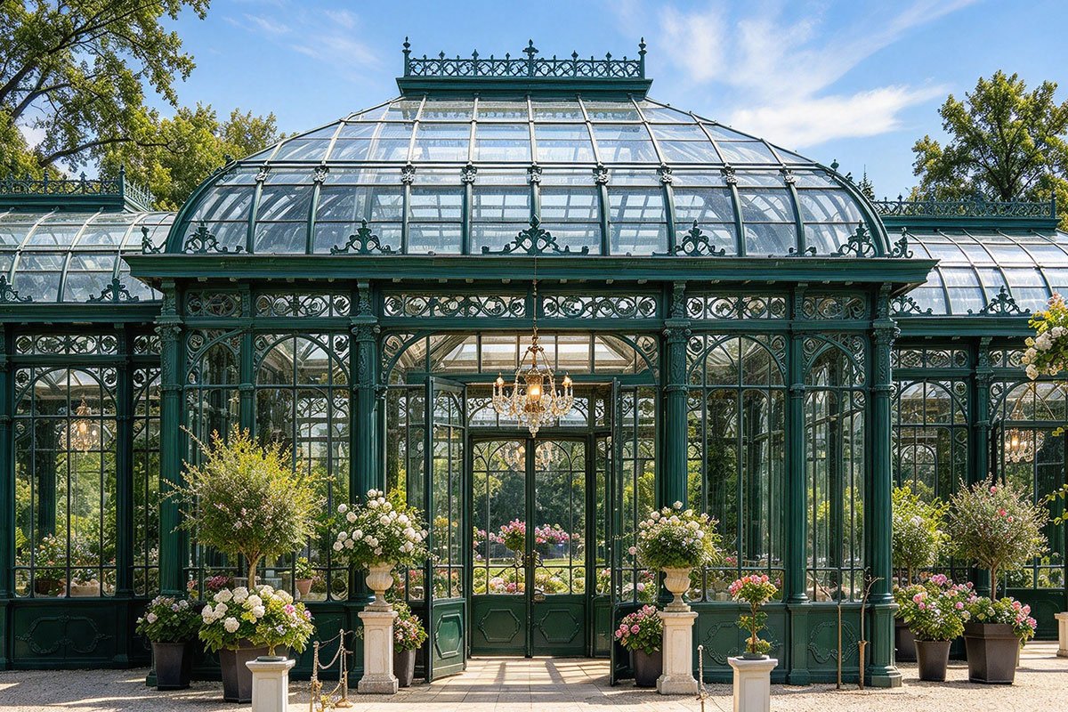 iron T shaped greenhouse
