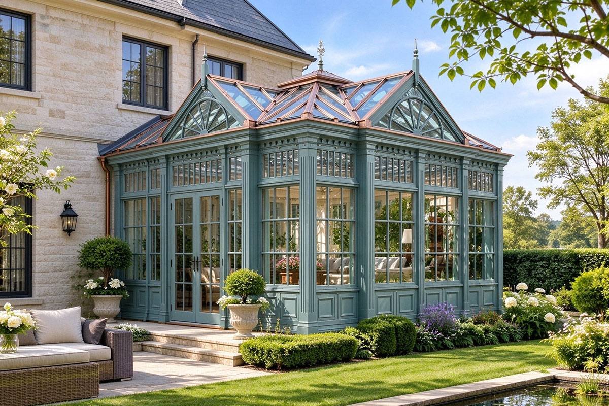 iron lean to conservatory extension