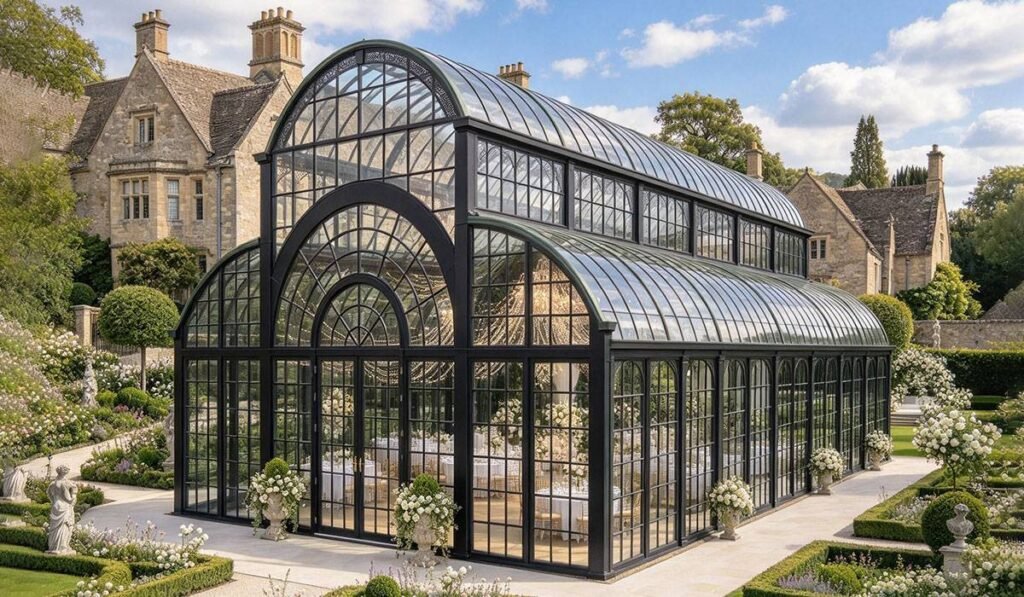 large outdoor glass sunroom